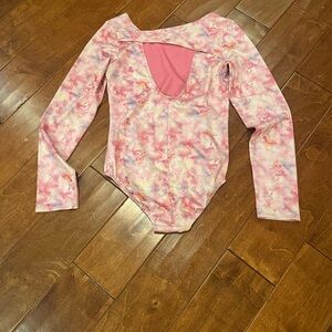 Pink and White Long Sleeve Bodysuit